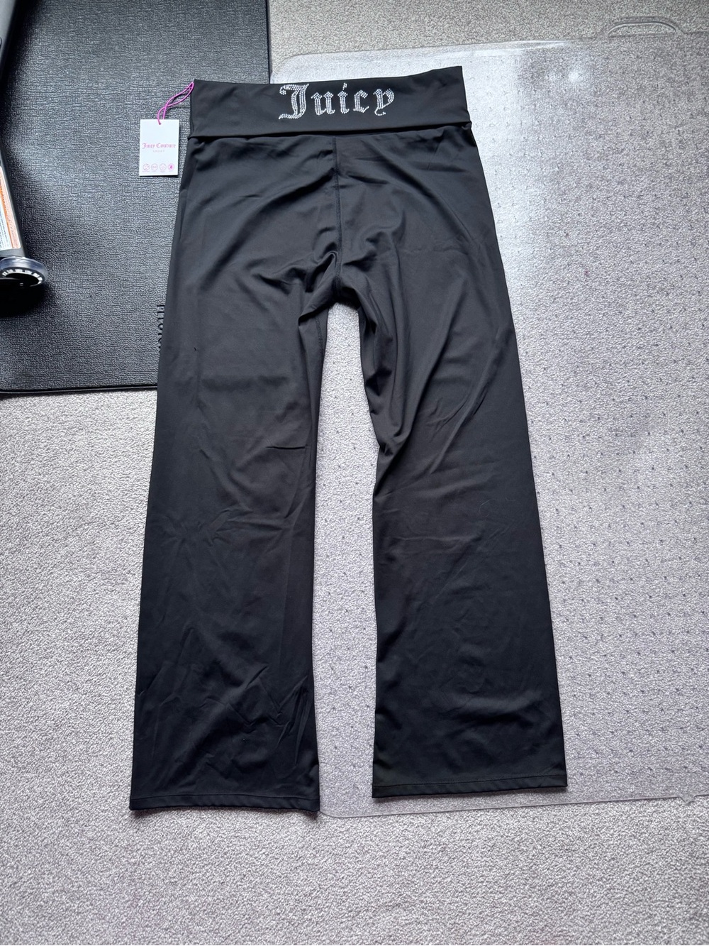 Juicy Couture Diamante Fold Down Pants Flare Pants in Black, XL